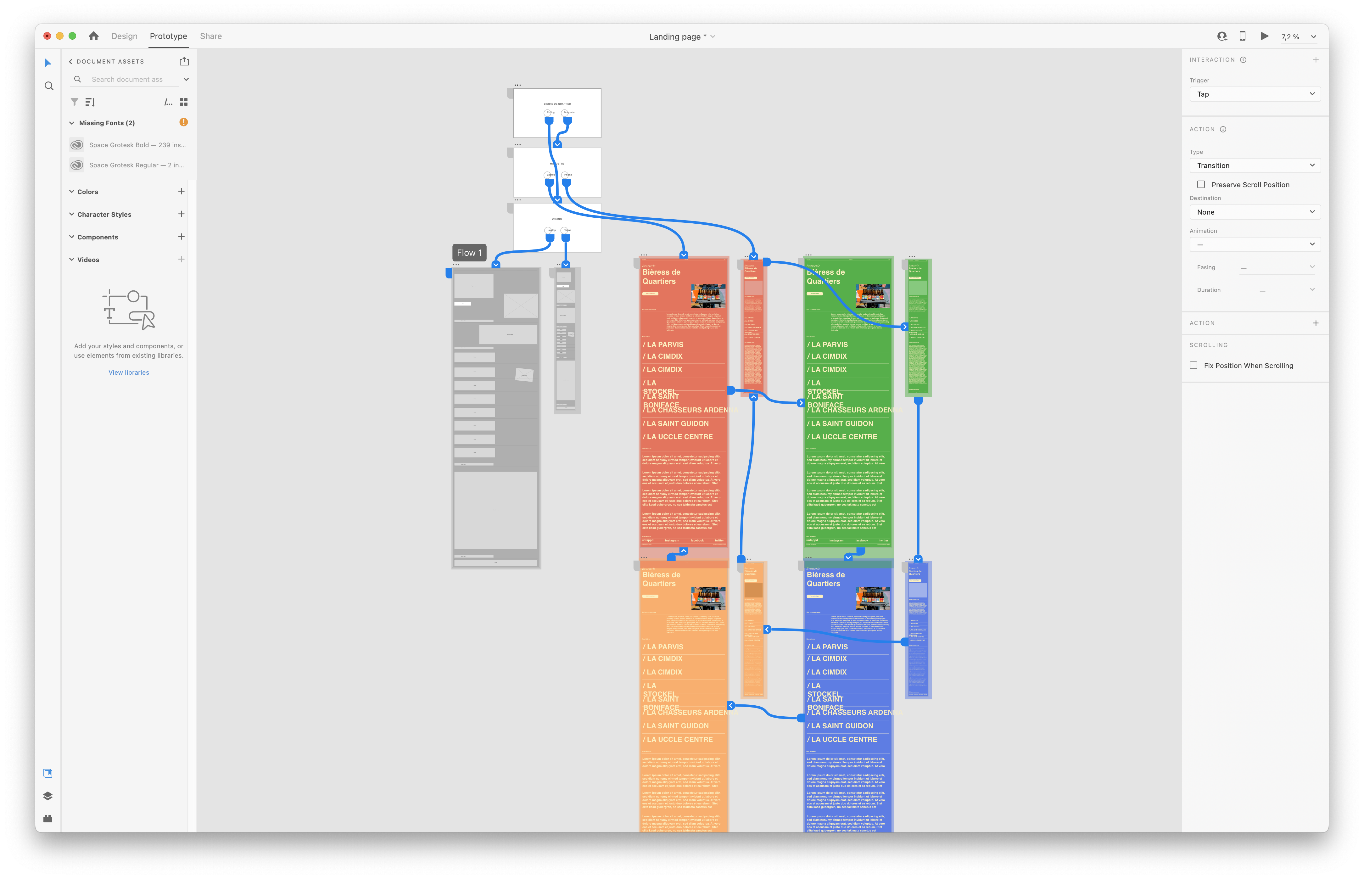 Maquette XD - Vue d'ensemble desktop et mobile